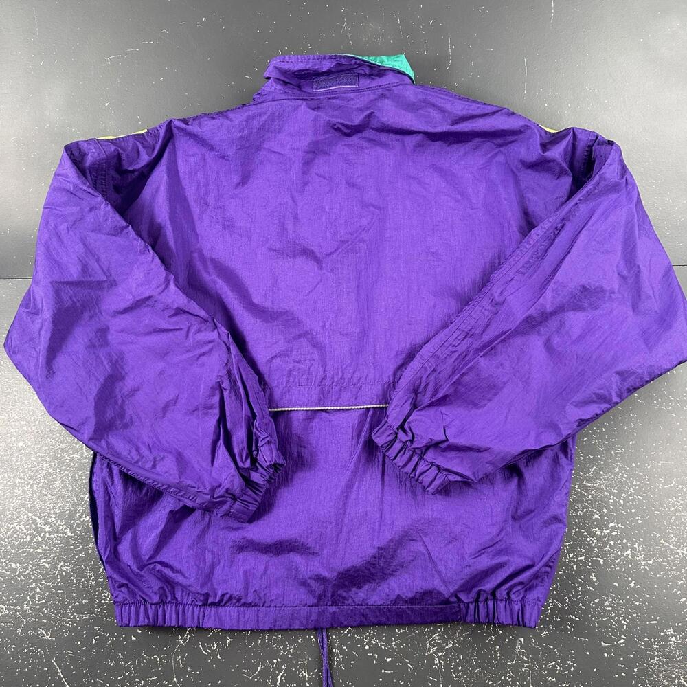 VTG Asics Tennis Jacket Womens Large Purple Teal Preppy Track Wind Anorak 80's - Picture 6 of 7